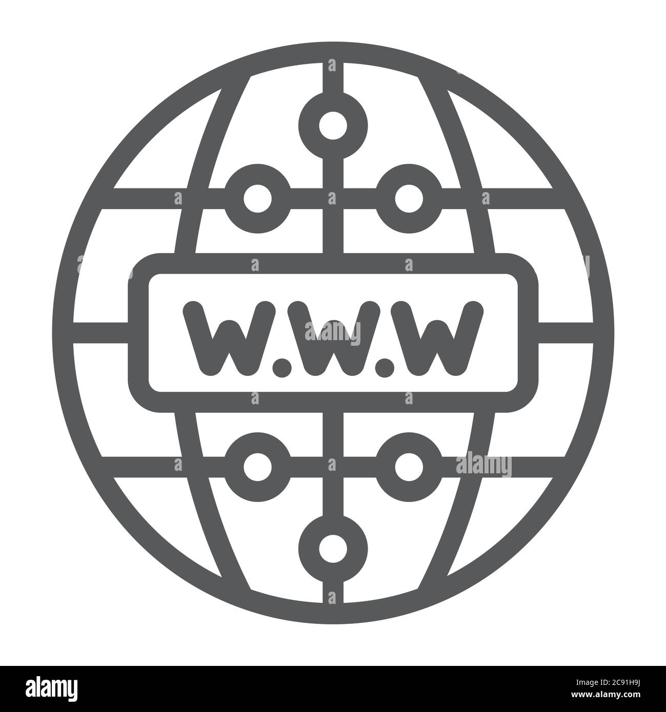 Internet line icon, website and globe, network sign, vector graphics, a ...