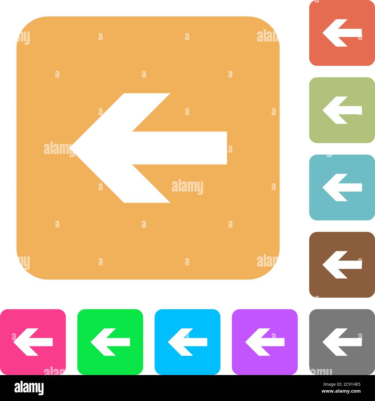 Left arrow icons on rounded square vivid color backgrounds Stock Vector ...