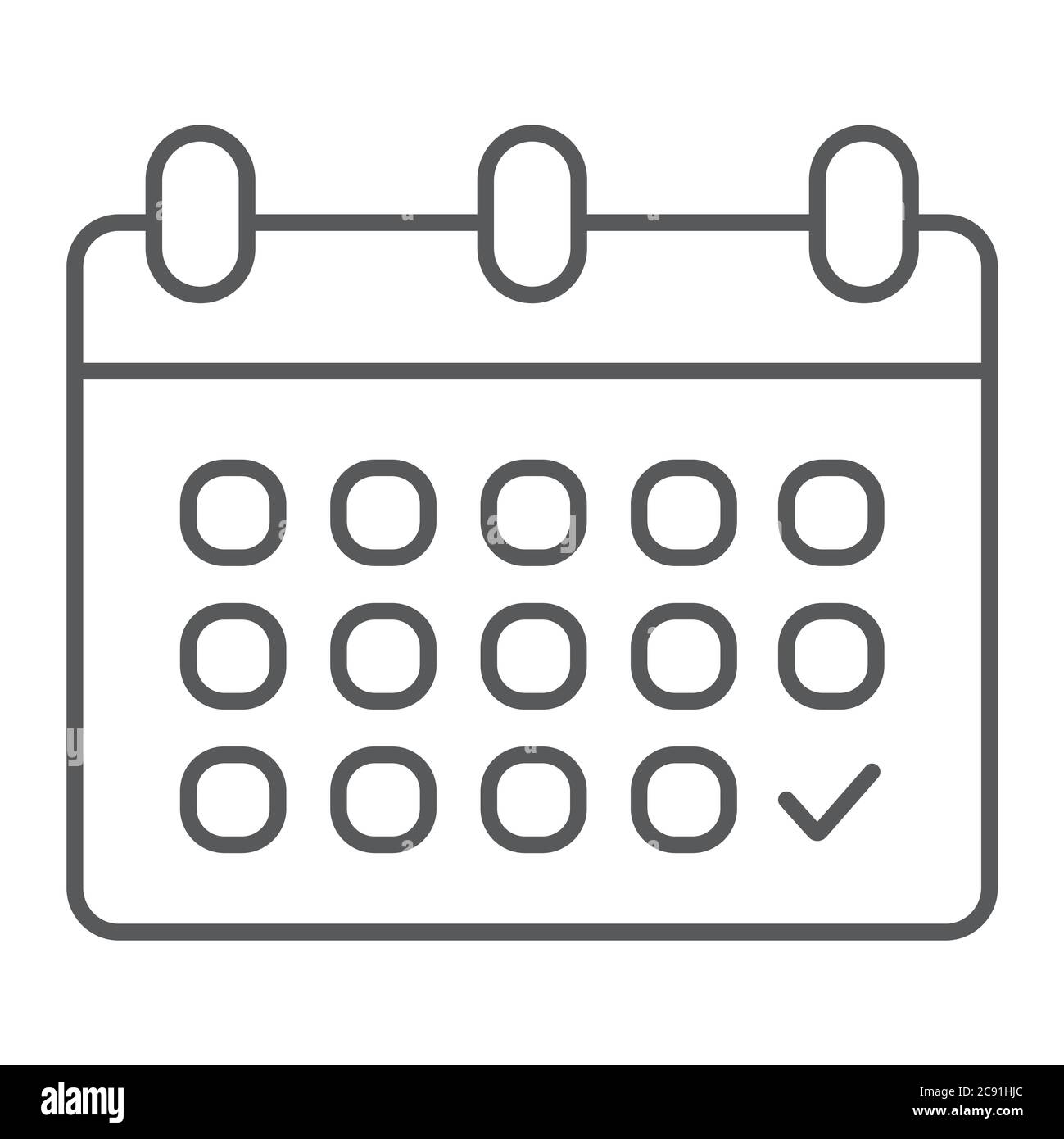 Calendar thin line icon, date and schedule, reminder sign, vector ...