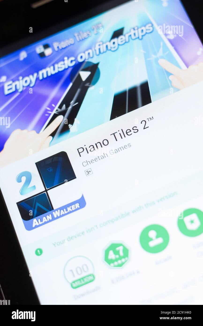 Ryazan, Russia - June 24, 2018: Piano Tiles 2 tm mobile app on the display  of tablet PC Stock Photo - Alamy