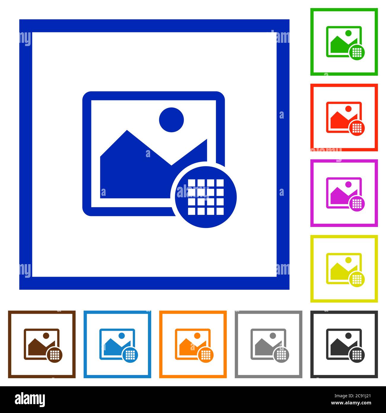 Image palette flat color icons in square frames on white background ...