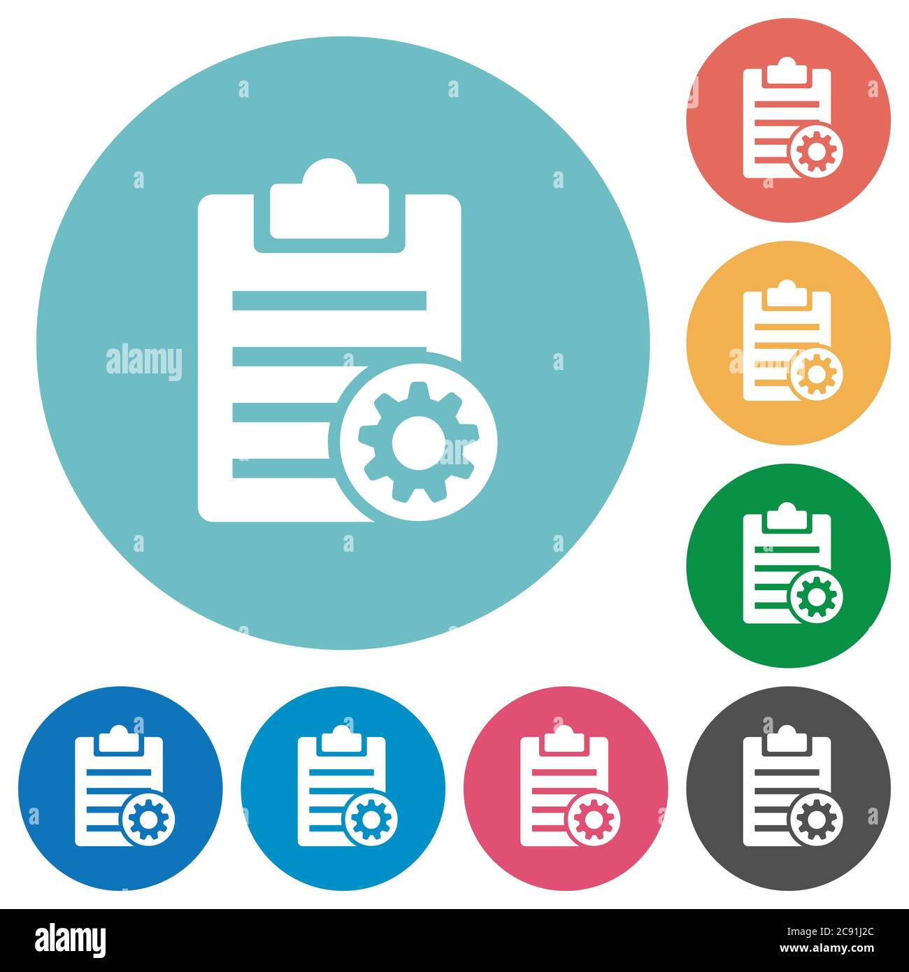Note settings flat white icons on round color backgrounds Stock Vector ...