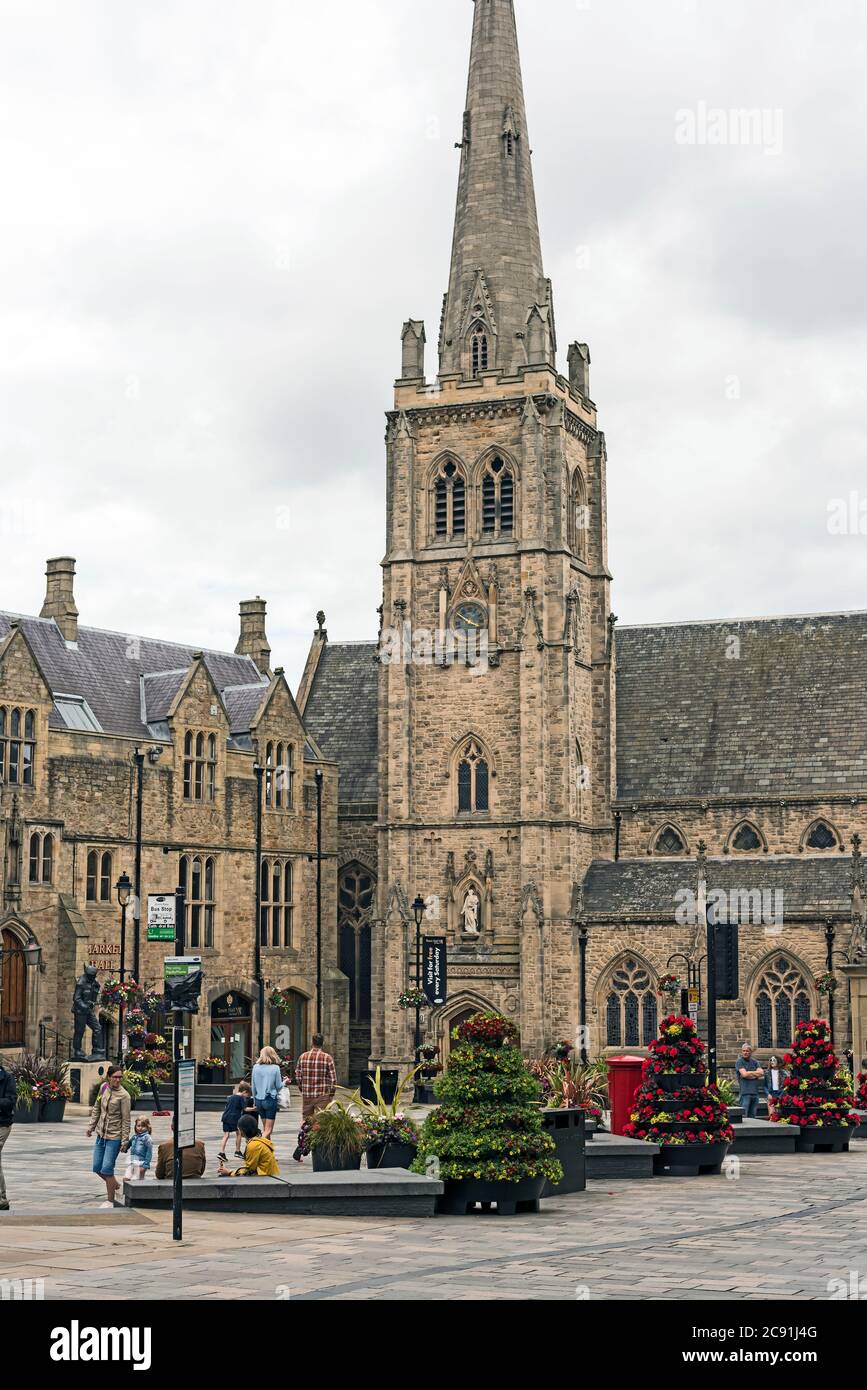 Portrait image St. Nicholas Church and Durham Town Hall in Durham City