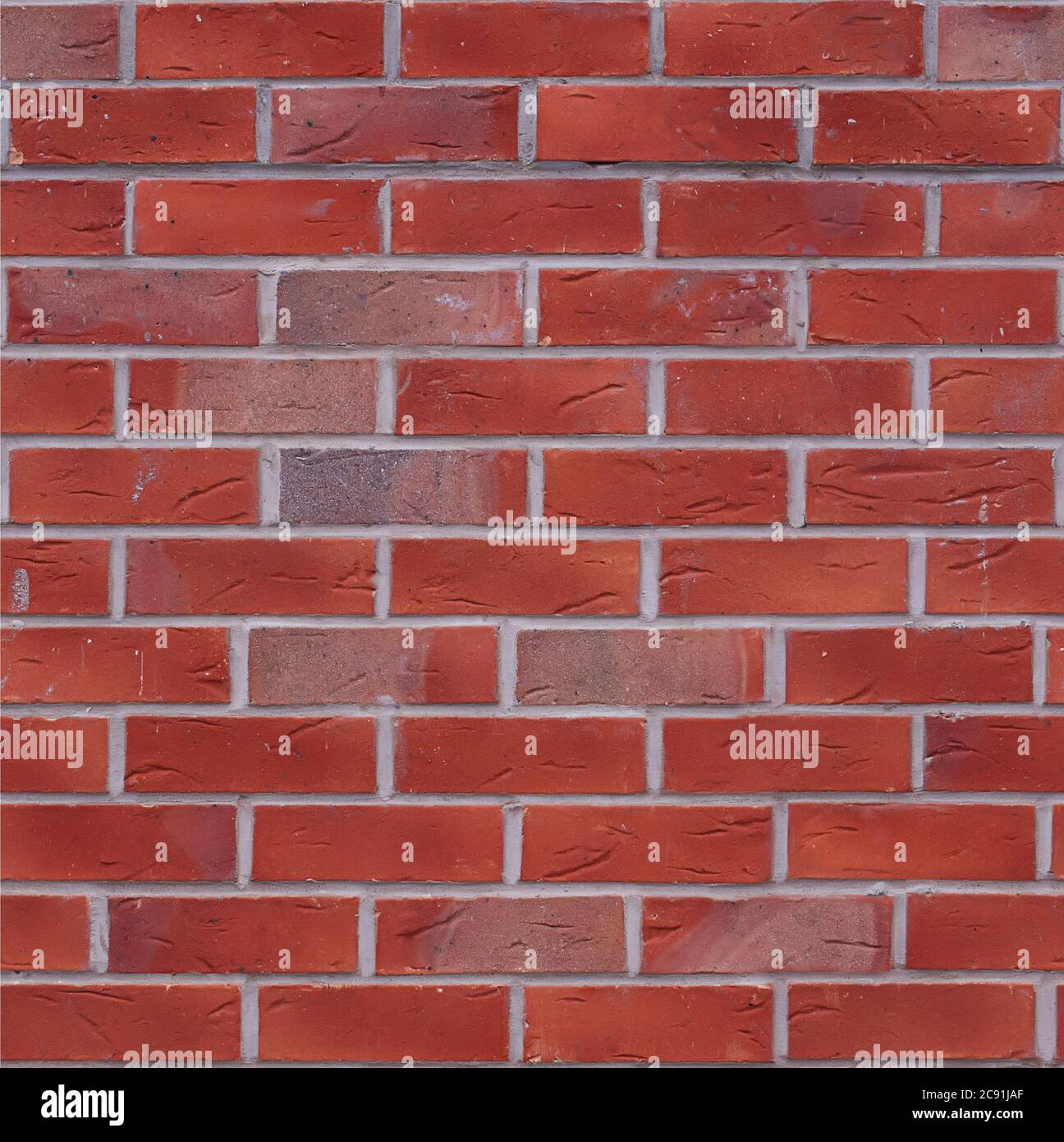 Red burned brick wall seamless background Stock Photo