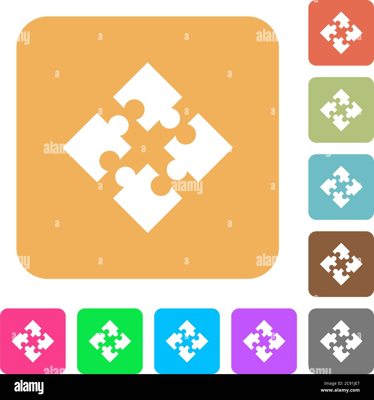 Modules icons on rounded square vivid color backgrounds. Stock Vector