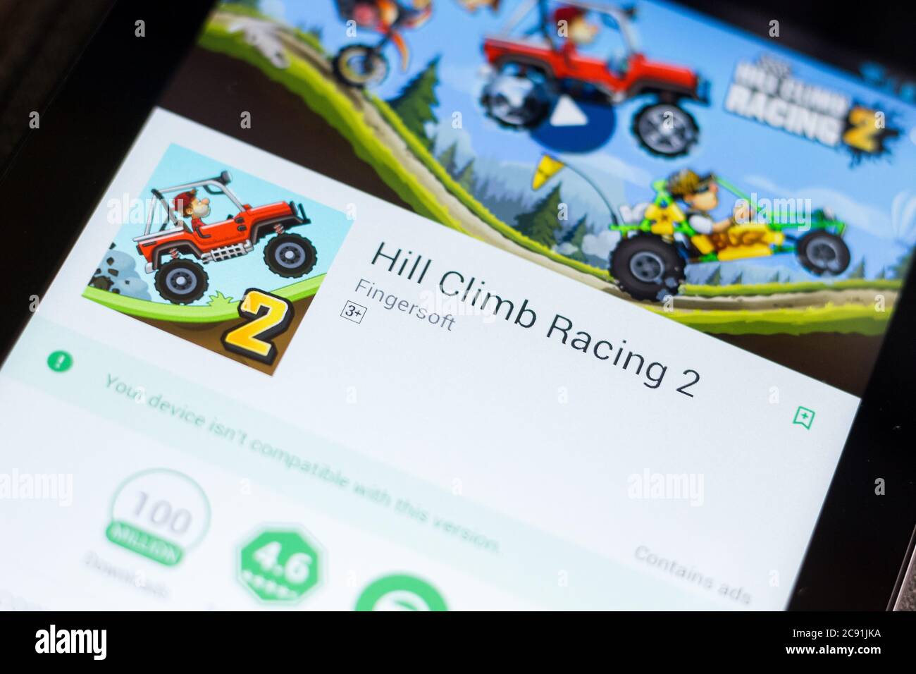 London, United Kingdom - October 26, 2018: Close-up shot of the Hill Climb  Racing 2 application icon from Fingersoft on an iPhone Stock Photo - Alamy