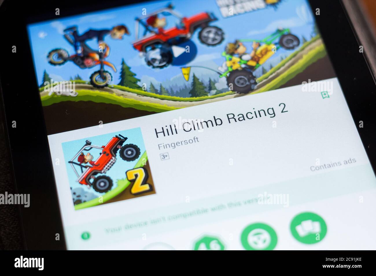 London, United Kingdom - October 26, 2018: Close-up shot of the Hill Climb  Racing 2 application icon from Fingersoft on an iPhone Stock Photo - Alamy