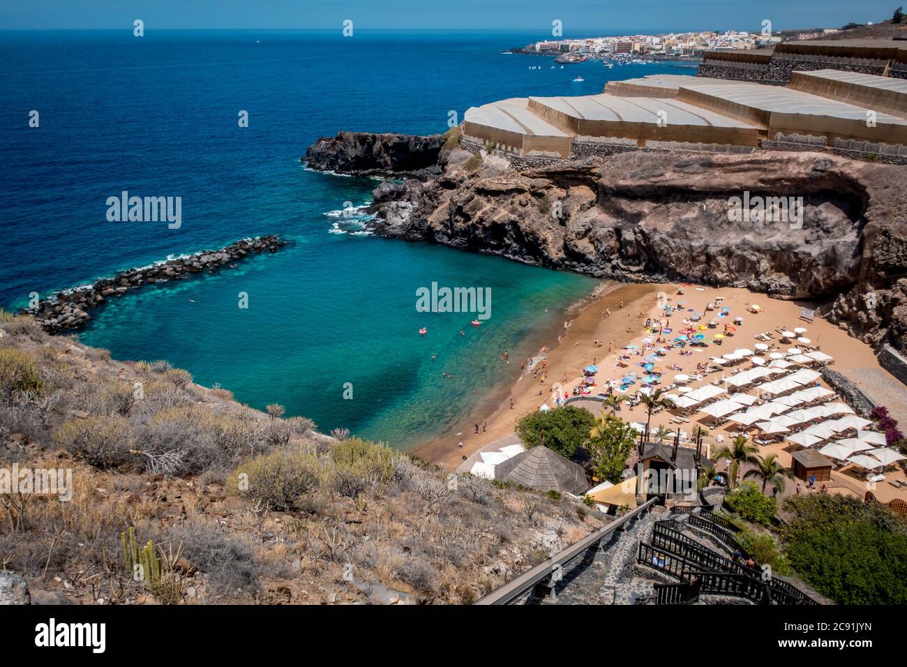 Aerial shot of Abama Beach, Tenerife, Canary Islands Stock Photo