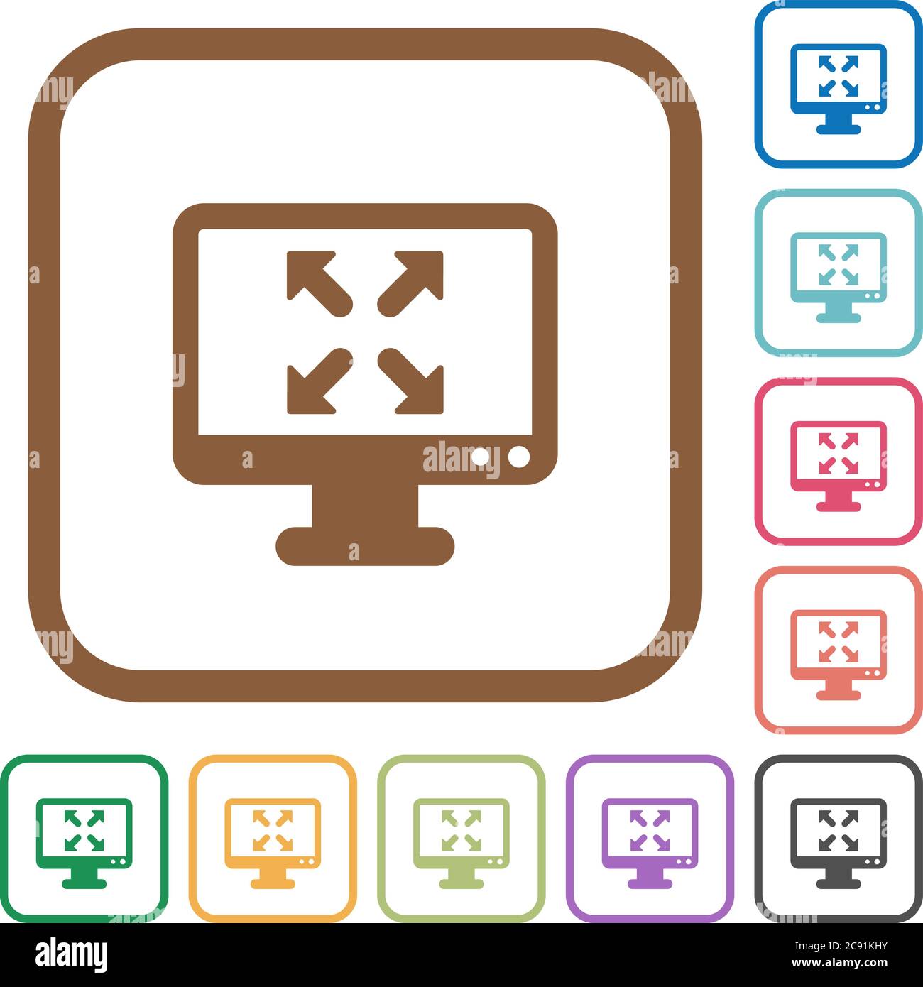 Change to fullscreen view simple icons in color rounded square frames ...