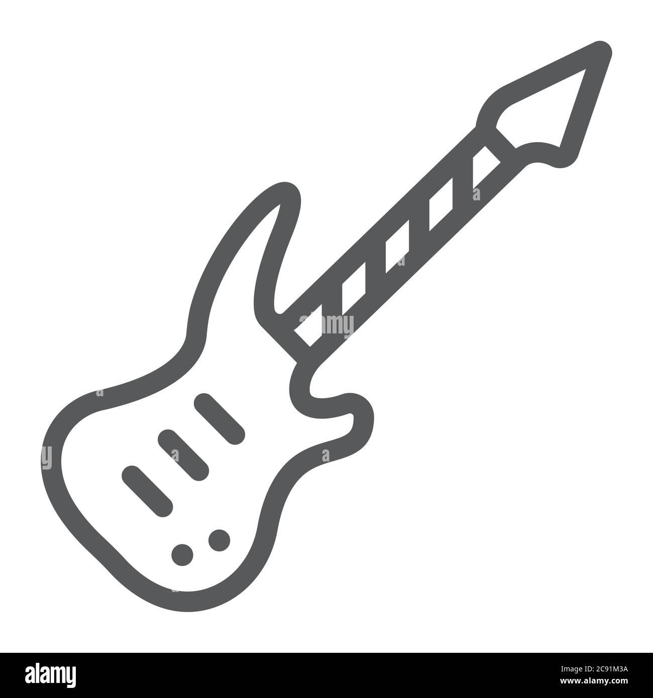 Electric guitar line icon, music and sound, string musical instrument