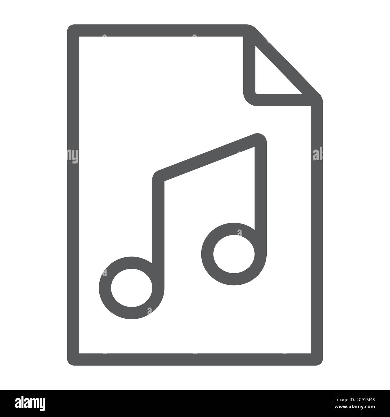 Music file line icon, music and sound, audio file sign, vector graphics, a linear pattern on a white background. Stock Vector