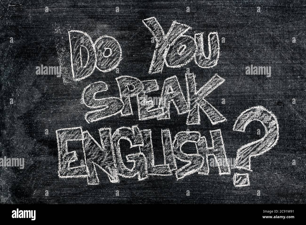 Do You Speak English written on blackboard Stock Photo
