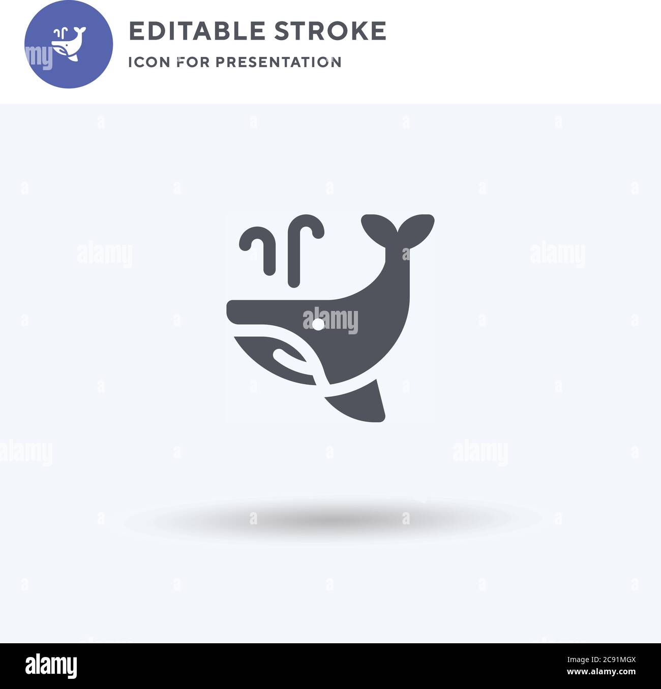 Whale icon vector, filled flat sign, solid pictogram isolated on white, logo illustration. Whale icon for presentation. Stock Vector