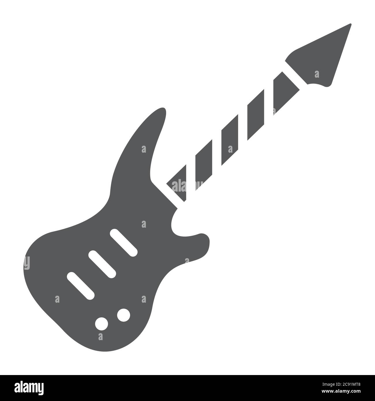 Electric guitar glyph icon, music and sound, string musical instrument