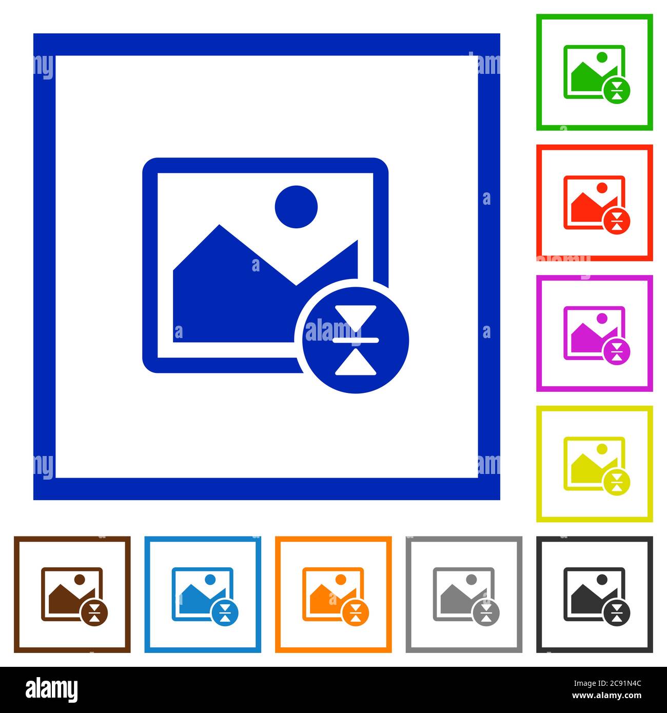 Vertically flip image flat color icons in square frames on white background Stock Vector