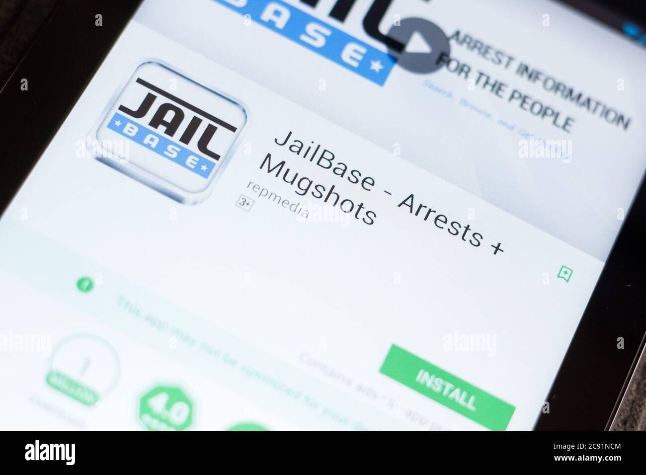 Ryazan, Russia June 24, 2018 JailBase Arrests and Mugshots mobile