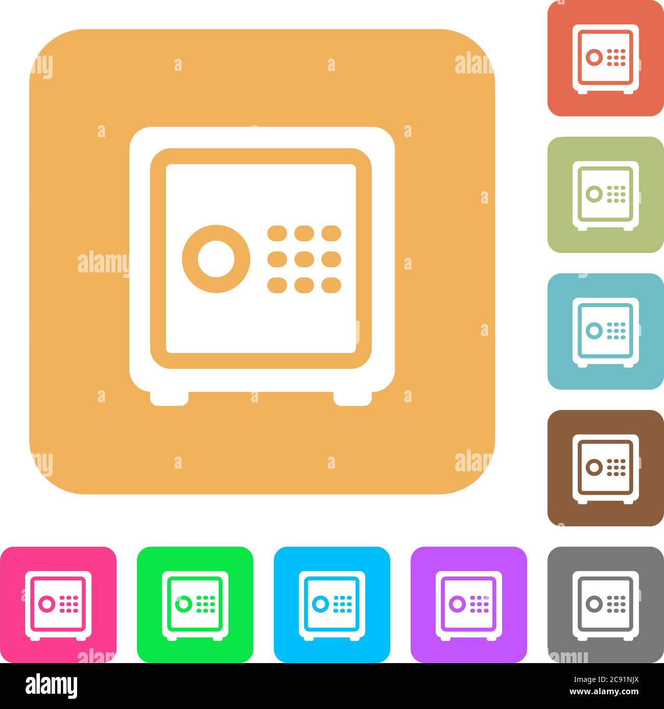 Strong box flat icons on rounded square vivid color backgrounds Stock ...