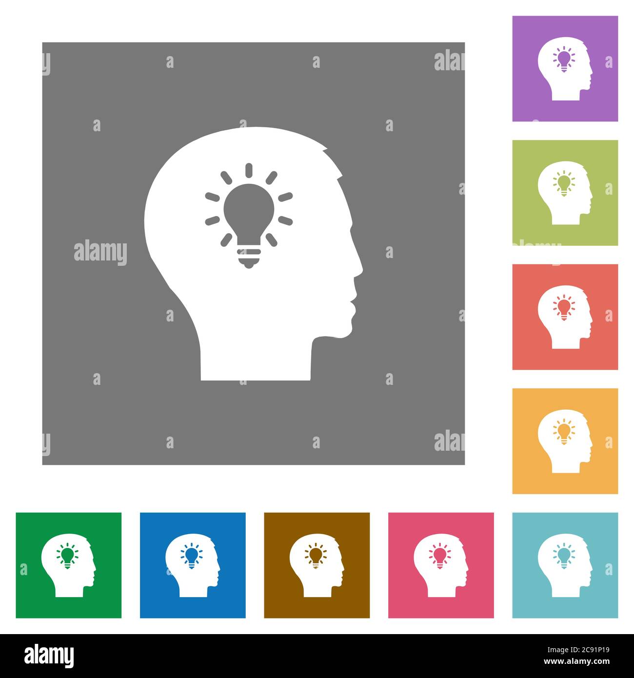 Idea flat icons on simple color square backgrounds Stock Vector Image ...