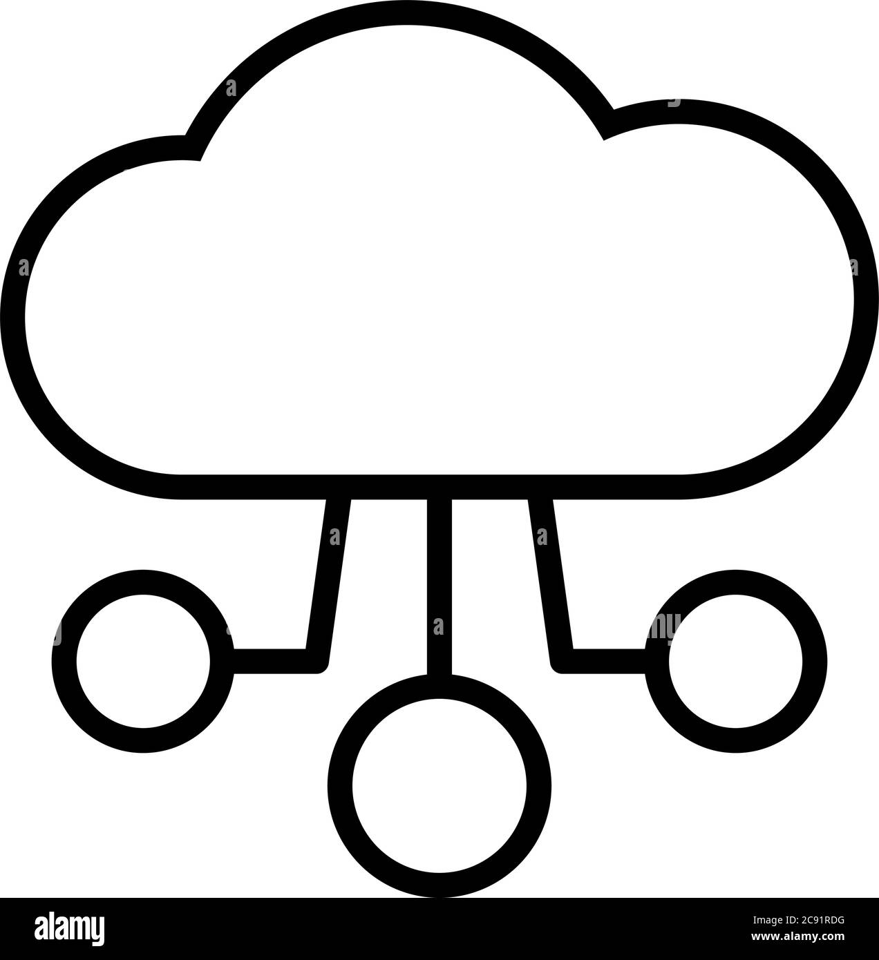 cloud storage icon over white background, line style, vector ...