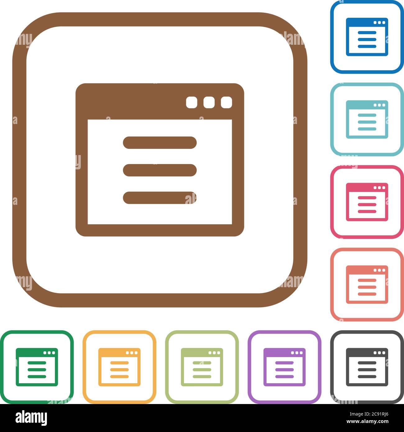 Application options simple icons in color rounded square frames on ...