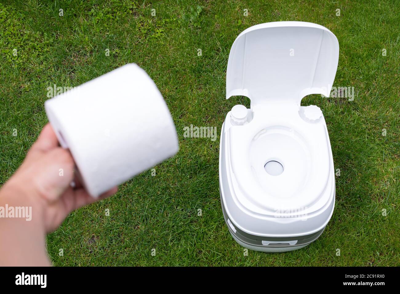 Picture of a clean and chemical toilet outdoor Stock Photo Alamy