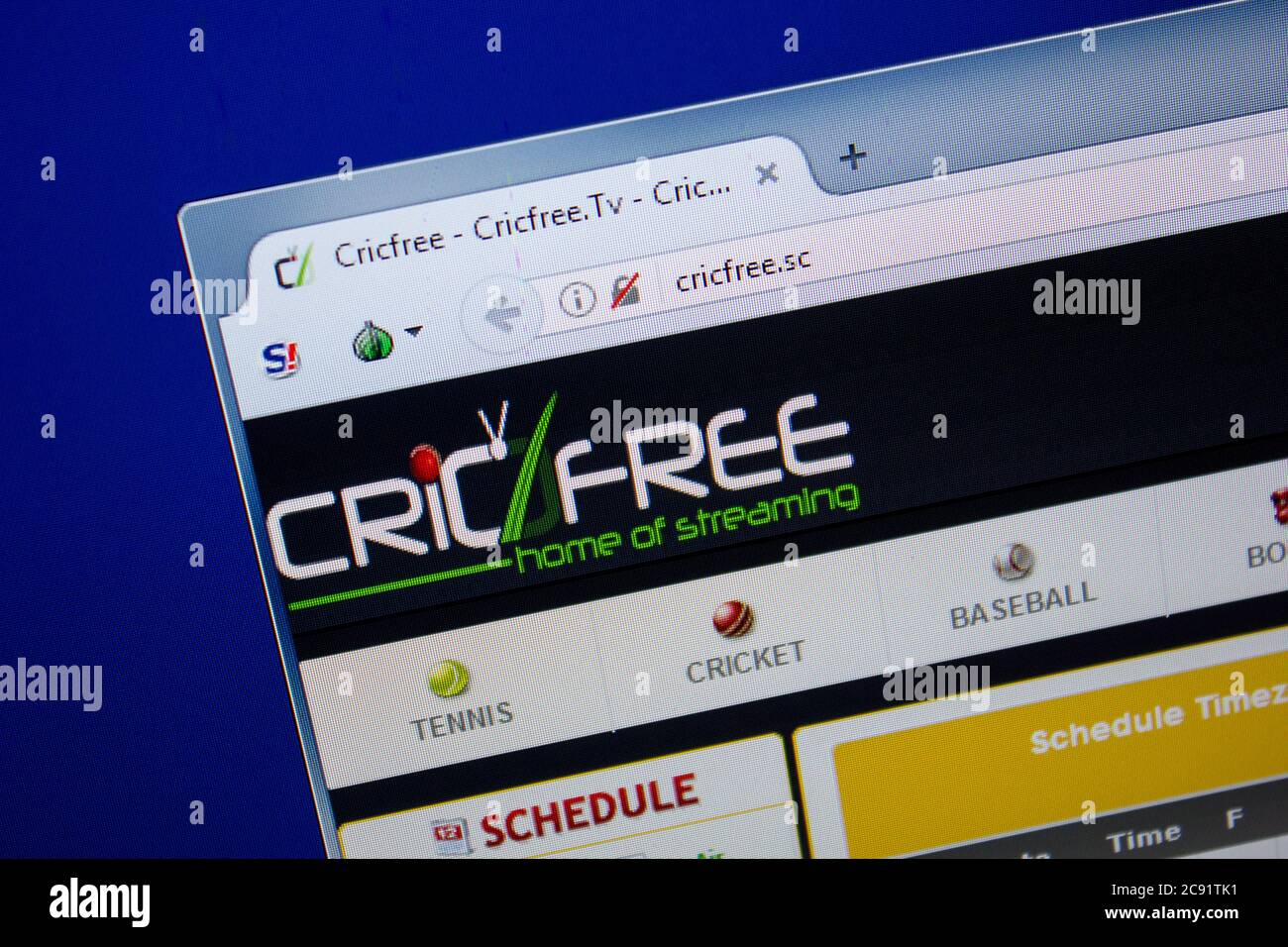 Ryazan, Russia - June 26, 2018 Homepage of CricFree website on the display of PC