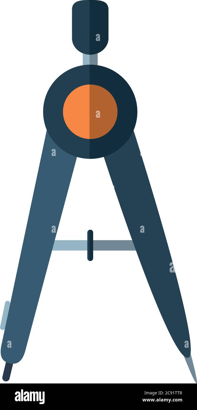 school education geometry compass flat icon with shadow vector illustration Stock Vector