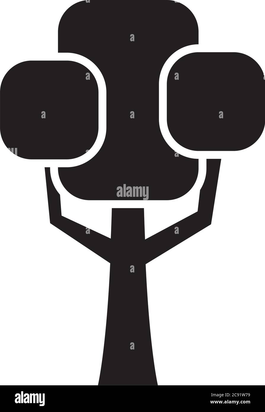 square shaped tree silhouette style icon design, Nature plant season ...