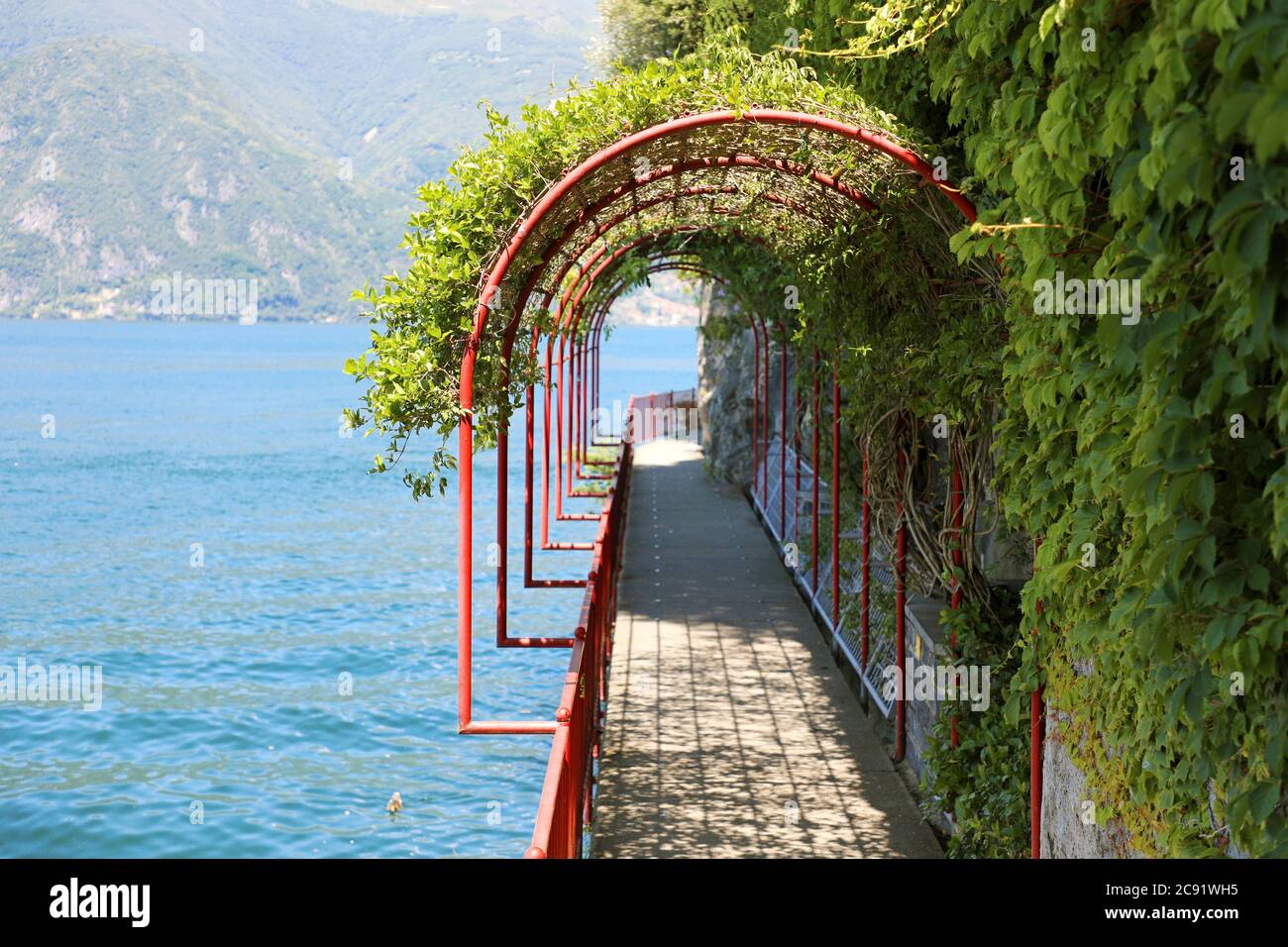 The scenic path Walk of Lovers in Varenna, Lake Como, Italy Stock Photo