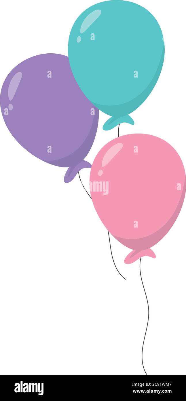 balloons decoration party celebration isolated icon design white ...
