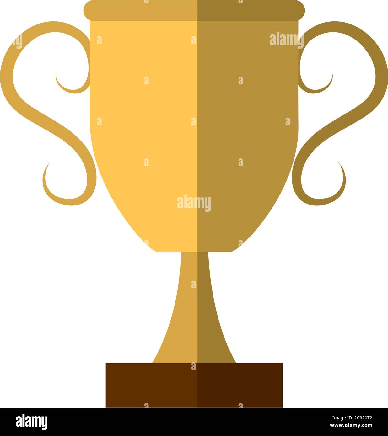 golden trophy award prize flat icon with shadow vector illustration ...
