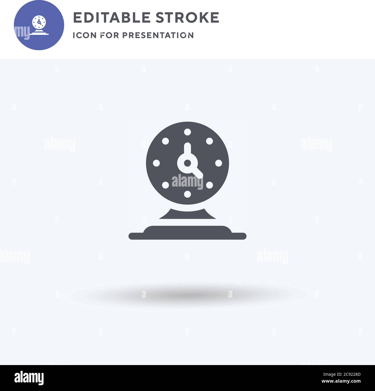Table Clock icon vector, filled flat sign, solid pictogram isolated on white, logo illustration. Table Clock icon for presentation. Stock Vector