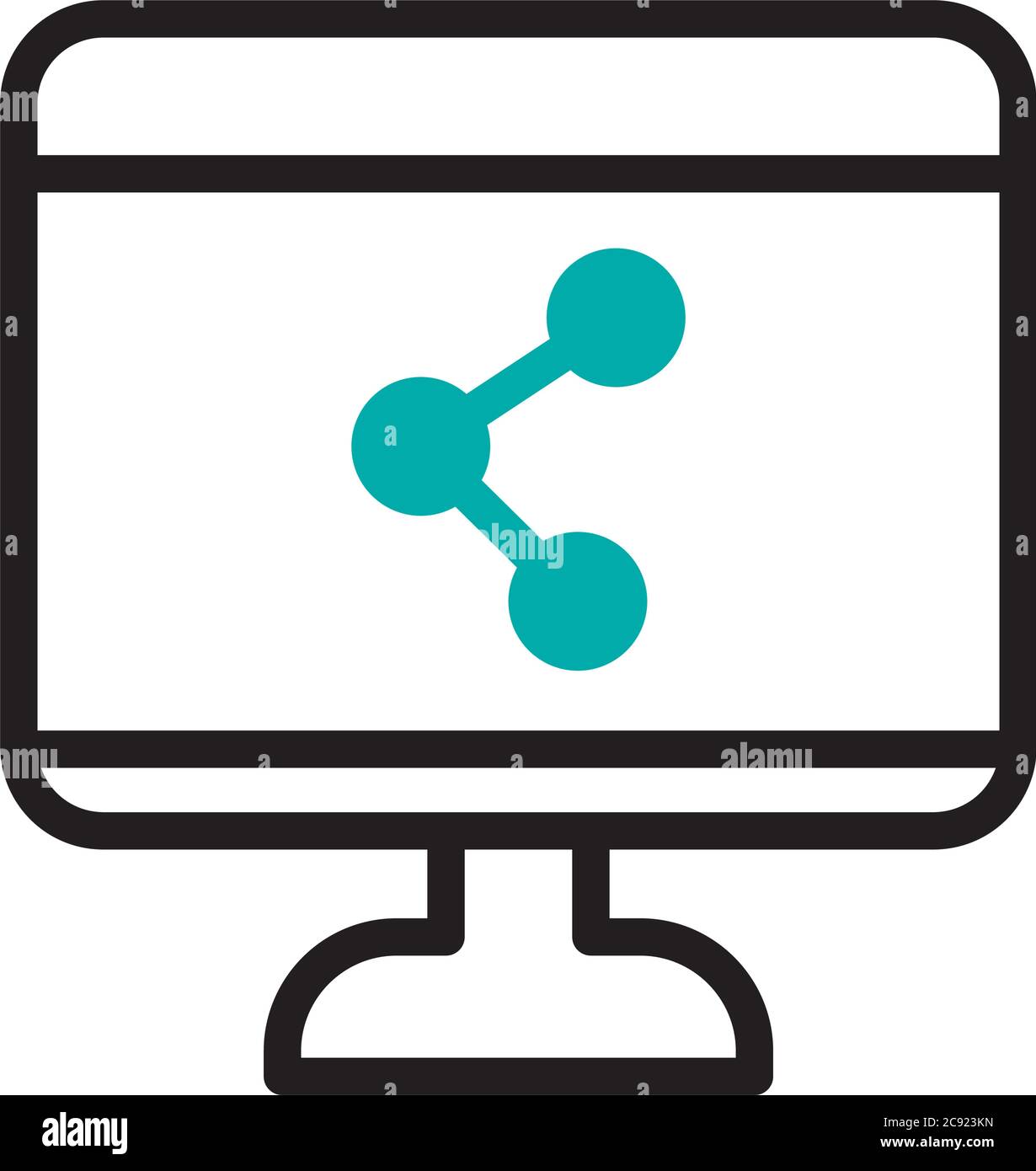 computer monitor with share symbol icon over white background, half ...