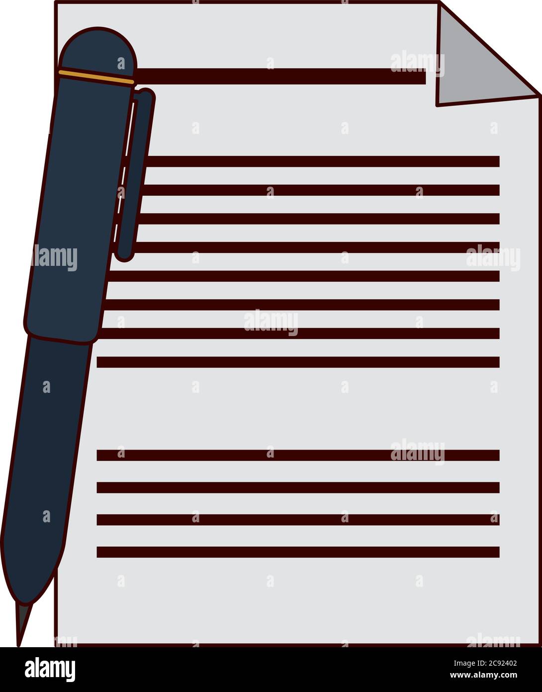 school education sheet and pen write letter line and fill style icon ...