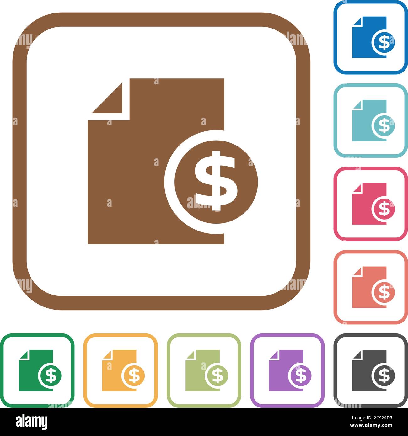Dollar money report simple icons in color rounded square frames on ...