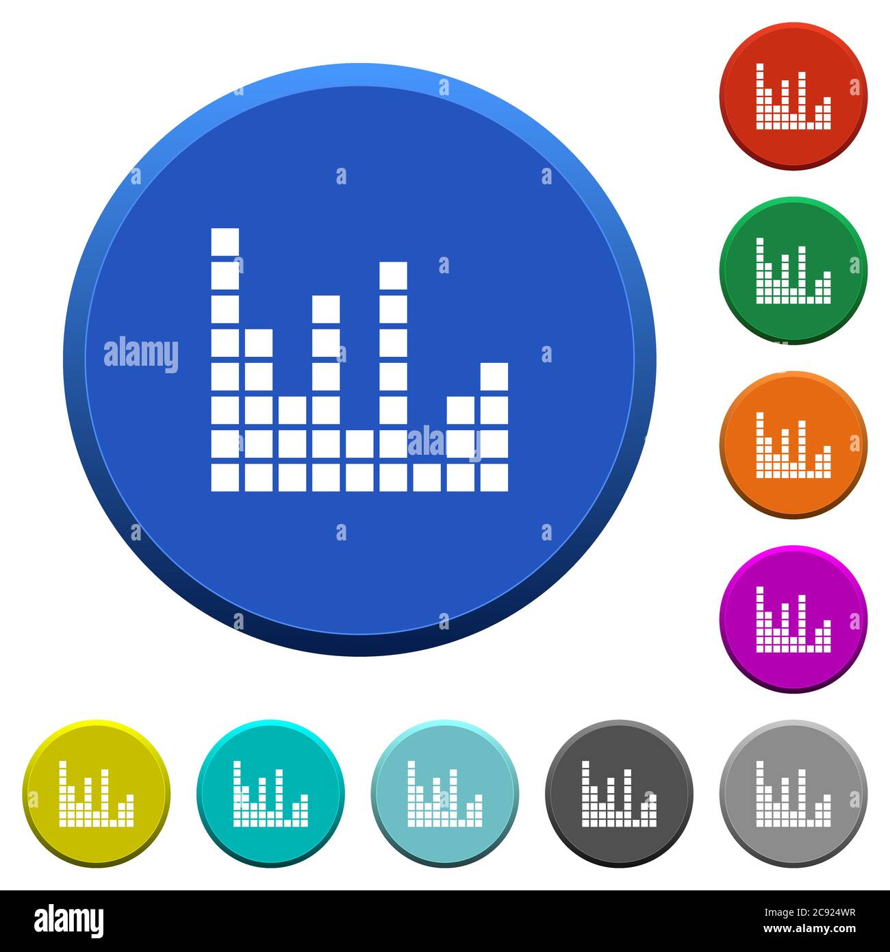 Sound bars round color beveled buttons with smooth surfaces and flat ...