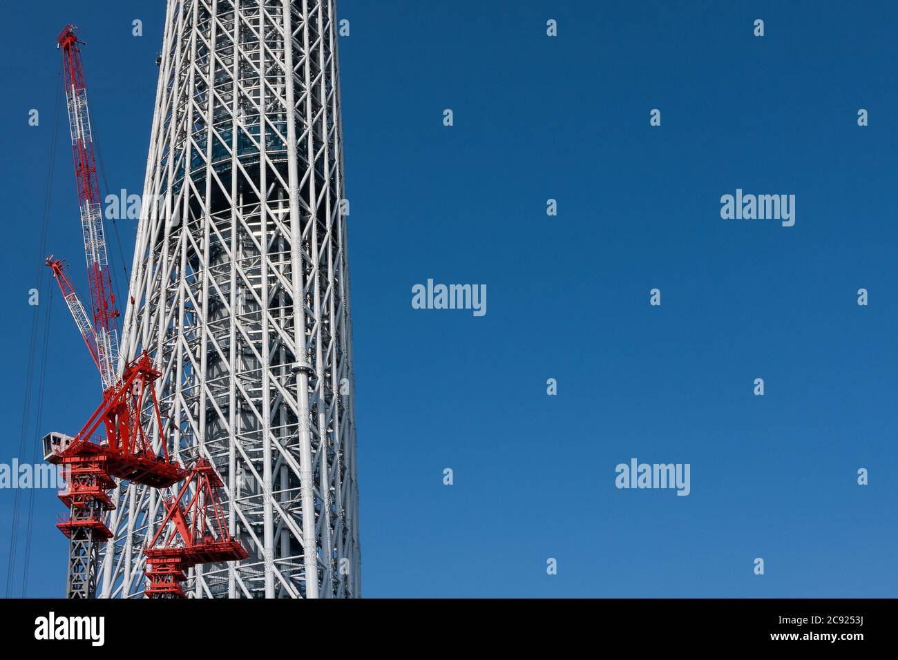 Cranes at the Tokyo Skytree construction site in Japan.Tokyo