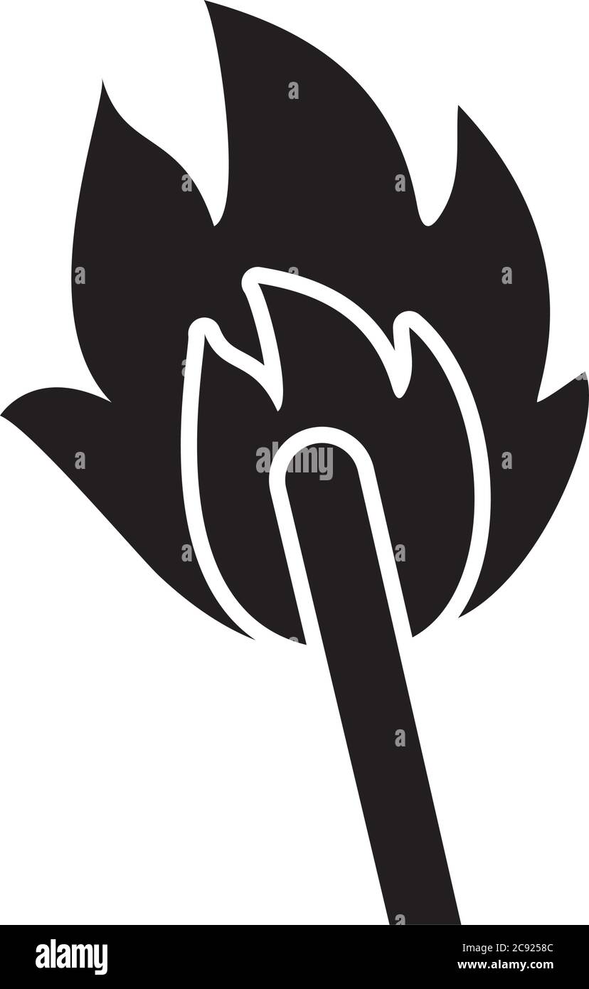 match with flame silhouette style icon design of Fire bonfire hot burn ...