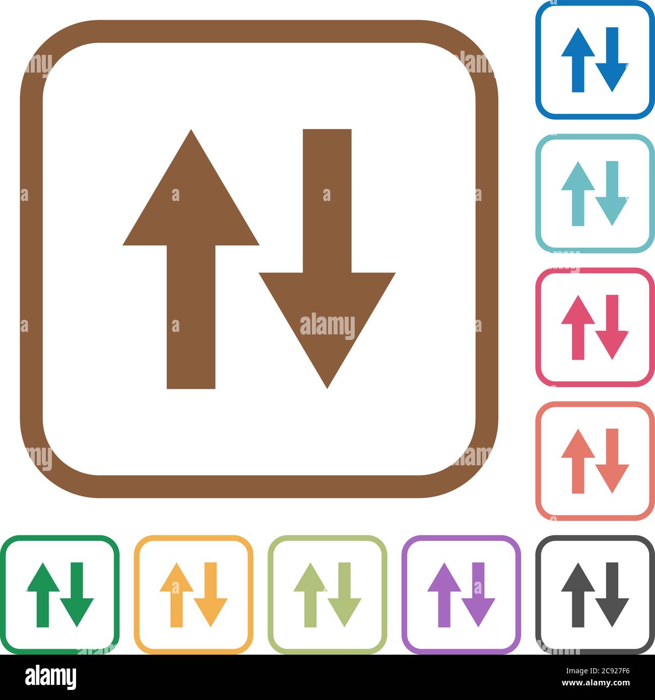 Data traffic simple icons in color rounded square frames on white ...