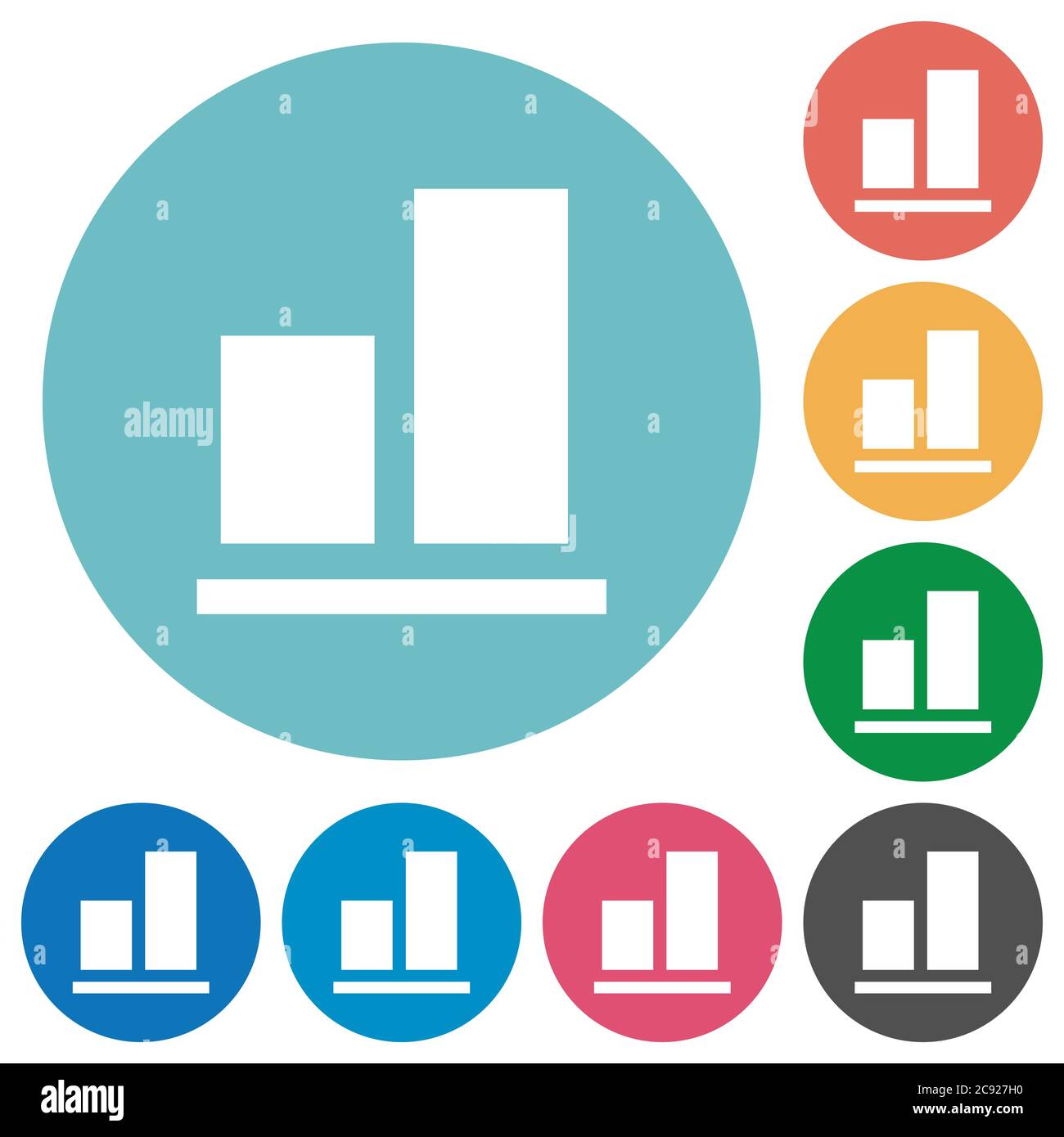 Align to bottom flat white icons on round color backgrounds Stock ...