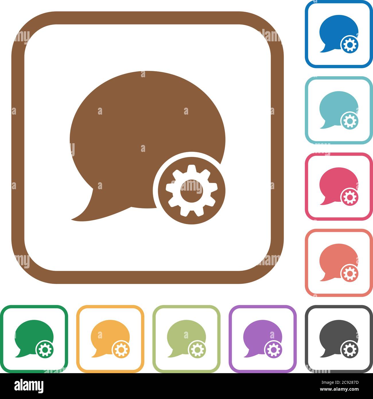 Blog comment settings simple icons in color rounded square frames on ...