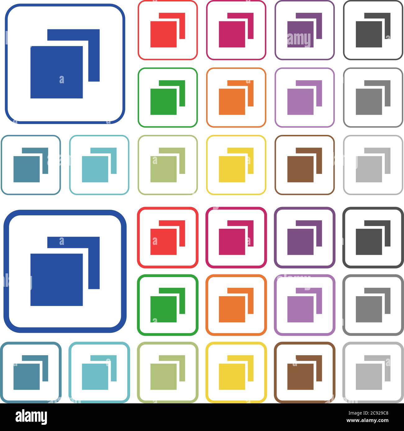 Overlapping elements color flat icons in rounded square frames. Thin and thick versions included. Stock Vector