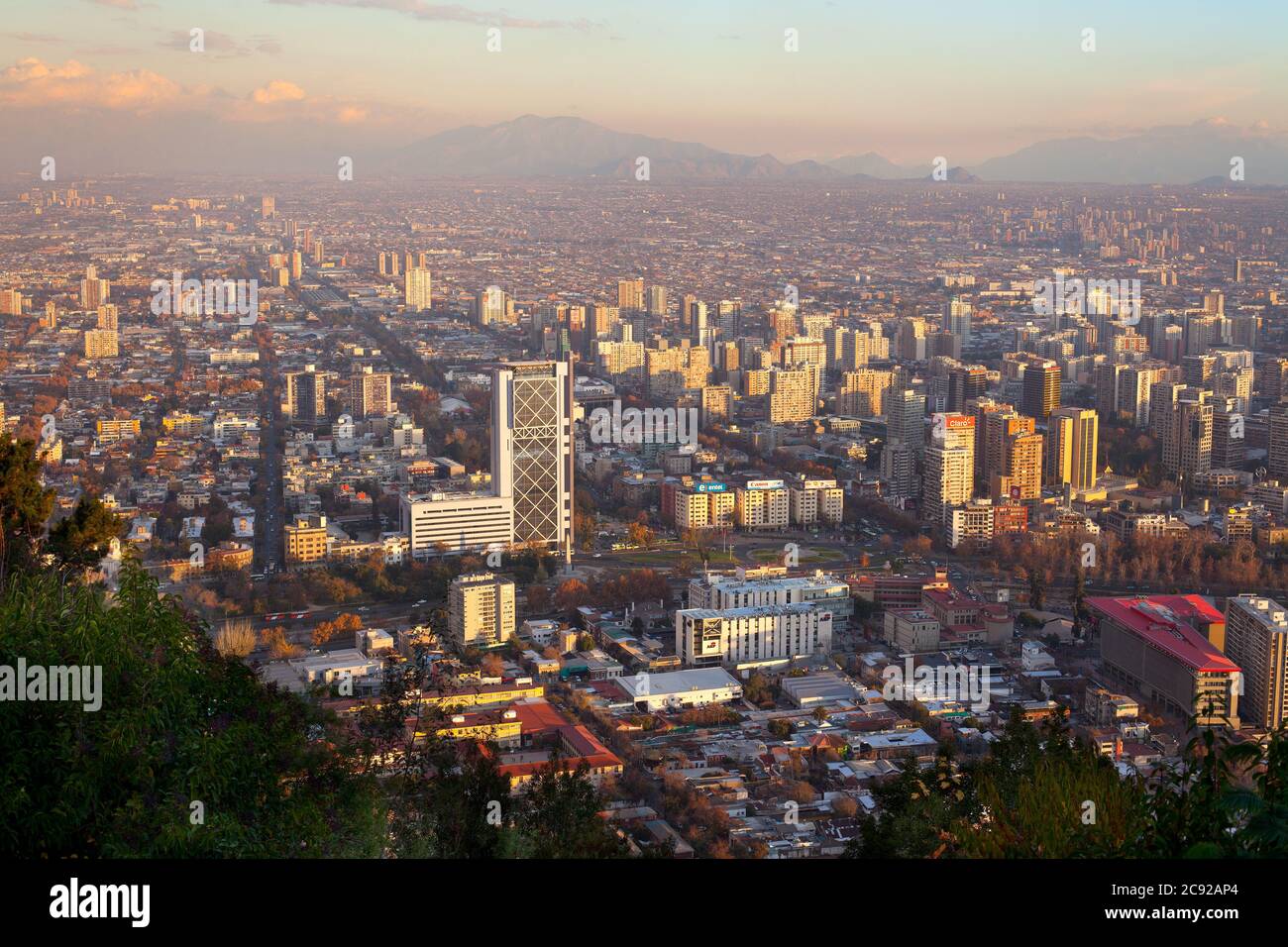 Santiago de Chile, Region Metropolitana, Chile - Panoramic view of downtown Santiago. Stock Photo