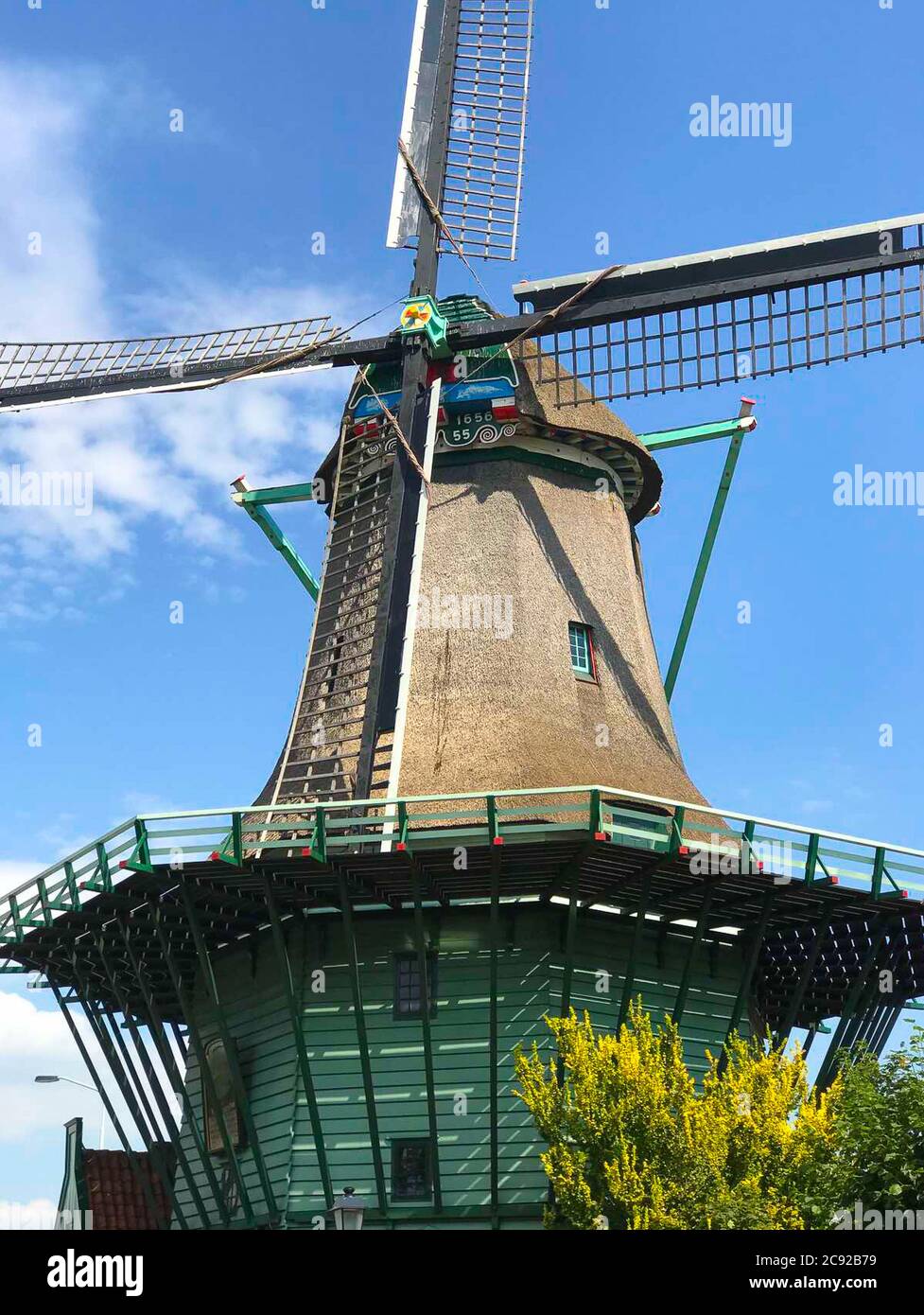 Historical De Bleeke Dood, windmills in the Zaandijk ,Zaanse Schans , northern Holland. Stock Photo
