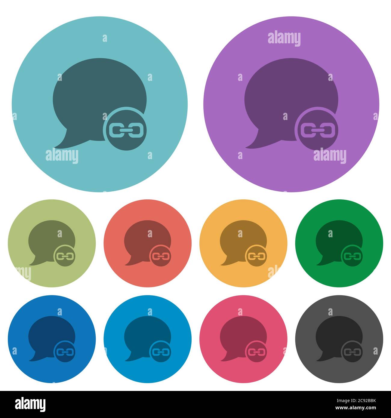 Blog comment attachment darker flat icons on color round background ...