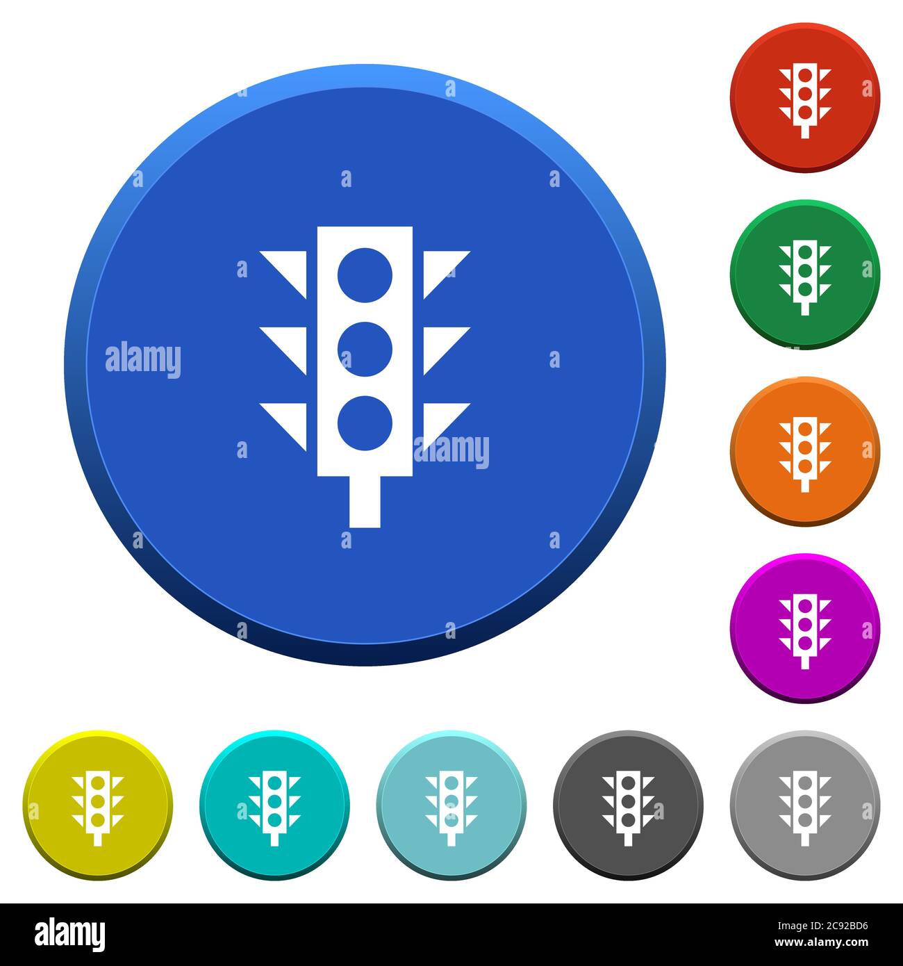 Traffic light round color beveled buttons with smooth surfaces and flat ...