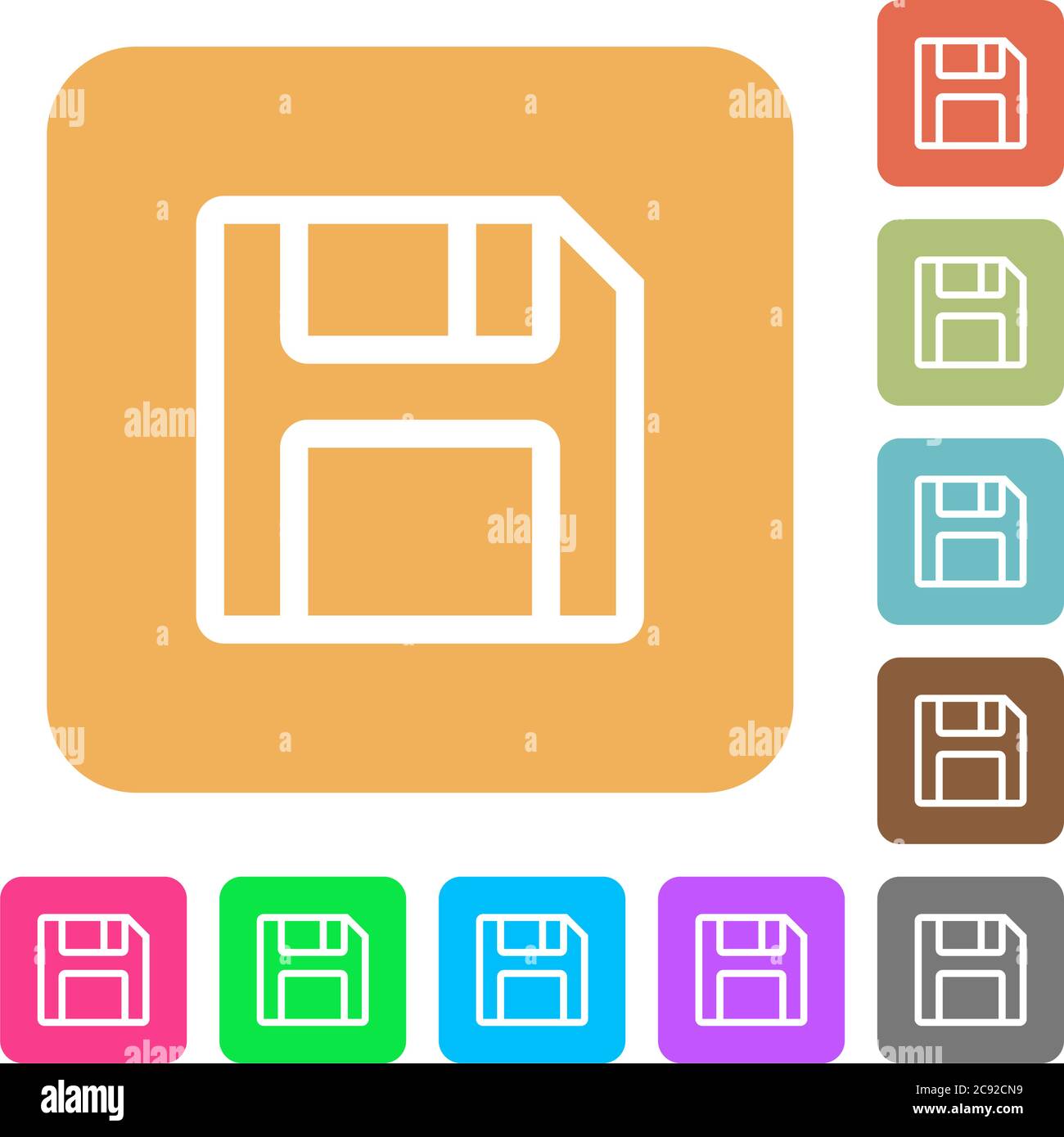 Save flat icons on rounded square vivid color backgrounds Stock Vector ...
