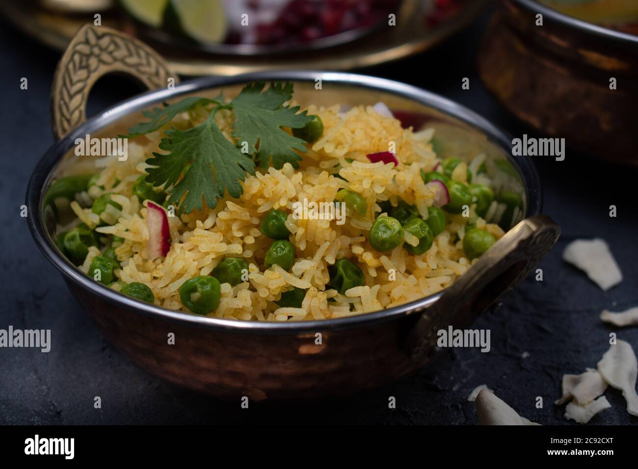 Indian rice pilaf with peas and raddish Stock Photo Alamy