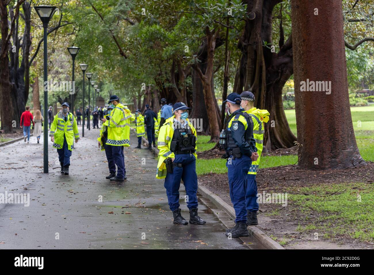 Sydney, Australia 28th July 2020.N.S.W. Police attend illegal Black Lives matter protest, The Domain, Sydney, Australia.Credit: Brad McDonald/ Alamy Live News' Stock Photo