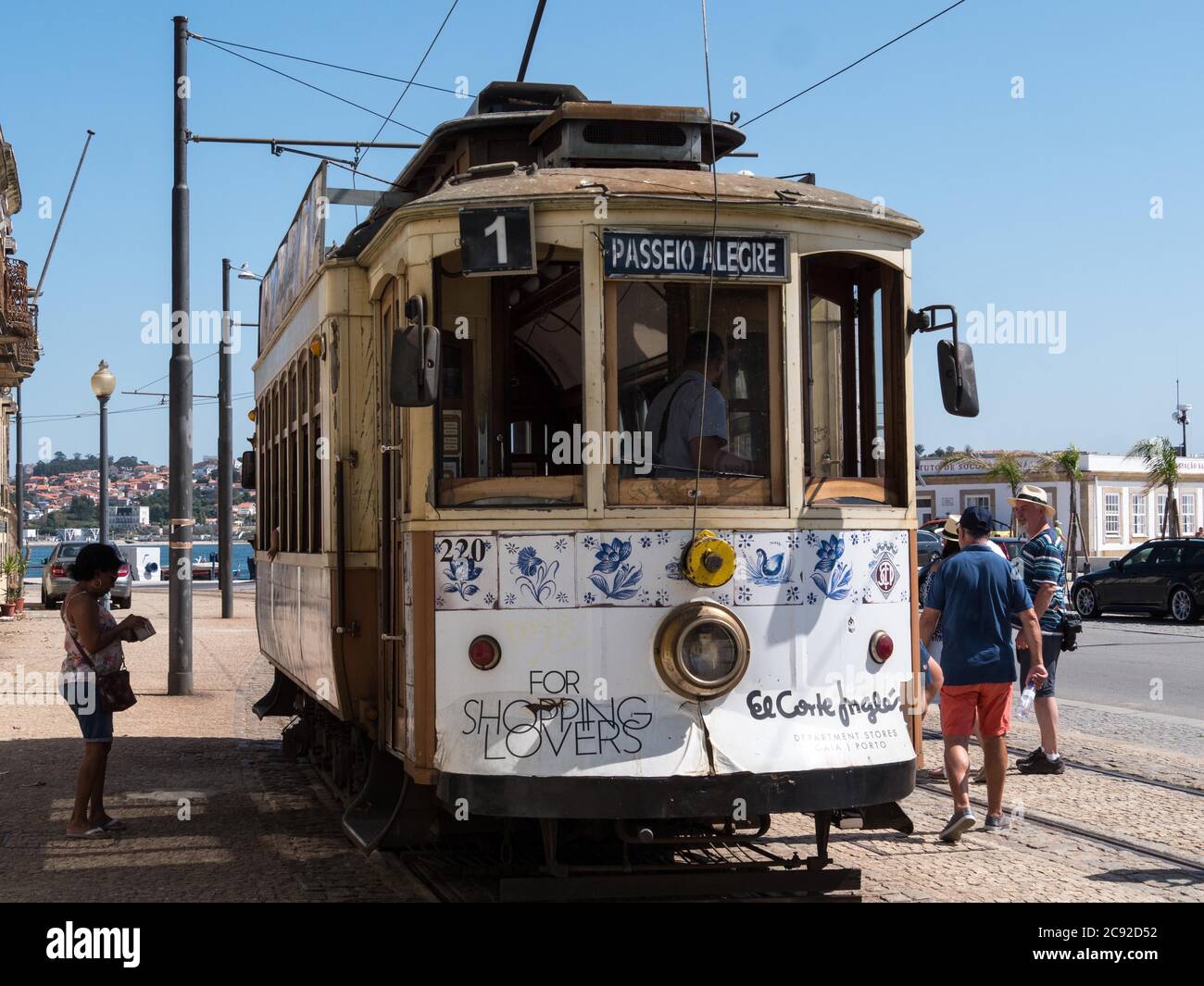 PORTO, PORTUGAL - Sep 02, 2019: View of the historic tram number 1 in Porto Stock Photo